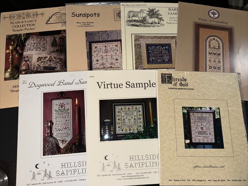 Lot Of 8 Samplers Americana Alphabet American Cross Stitch Patterns